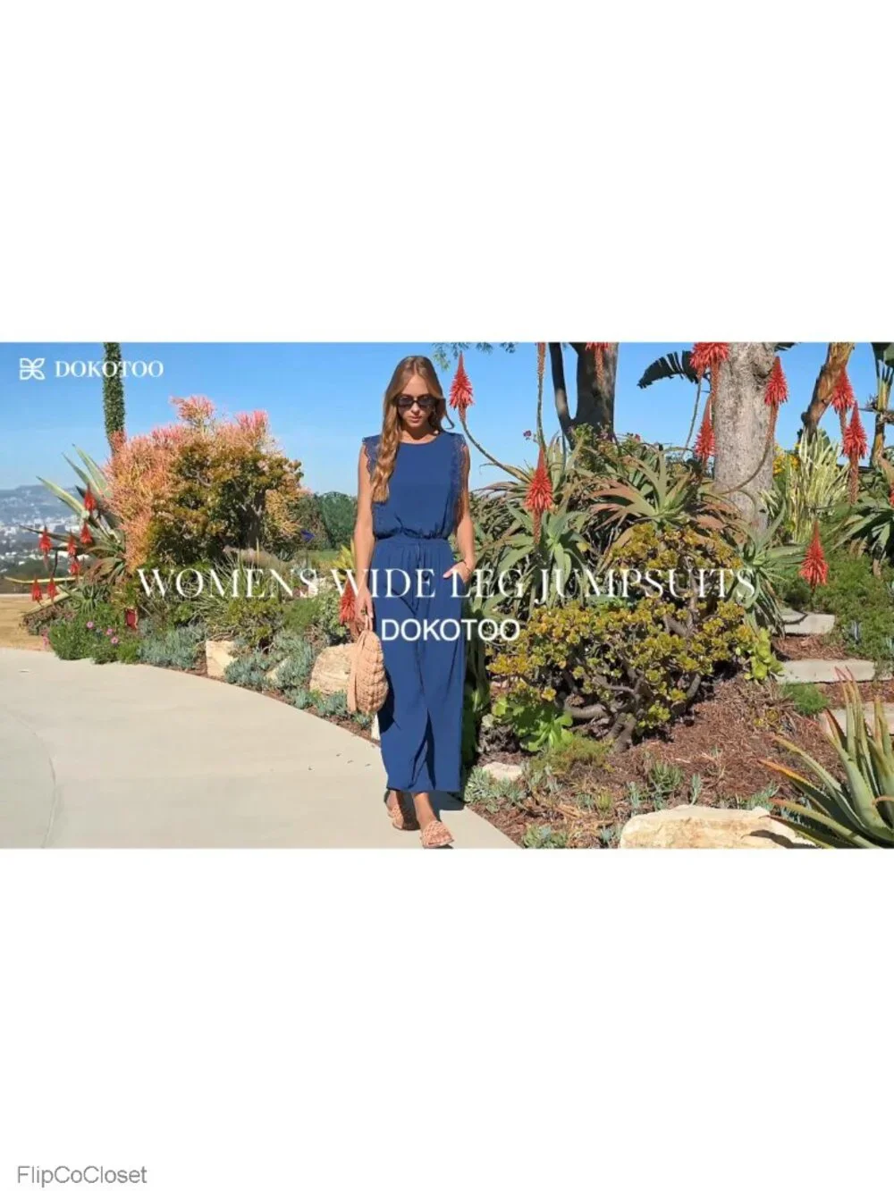 Lace Cap Sleeve Wide Leg Jumpsuit with Pockets